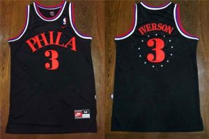 76ers #3 Allen Iverson Black 1964 Throwback Stitched NBA Jersey