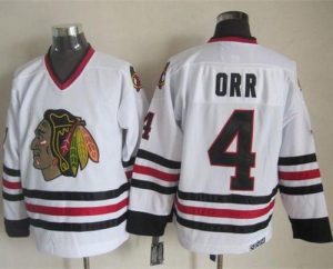 Blackhawks #4 Bobby Orr White CCM Throwback Stitched NHL Jersey