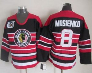 Blackhawks #8 Bill Mosienko Red Black 75TH CCM Stitched NHL Jersey