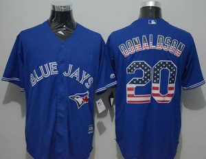 Blue Jays #20 Josh Donaldson Blue USA Flag Fashion Stitched MLB Jersey