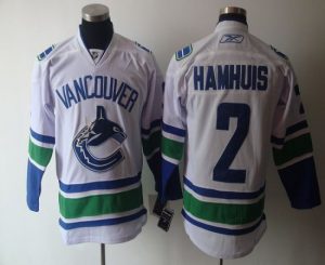 Canucks #2 Hamhuis White Embroidered NHL Jersey