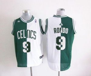 Celtics #9 Rajon Rondo Green White Split Fashion Embroidered NBA Jersey