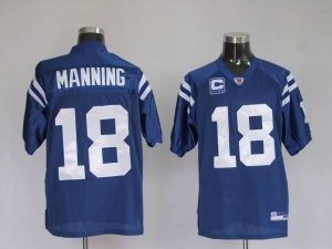 Colts #18 Peyton Manning Blue With C Patch Stitched NFL Jersey