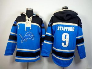 Detroit Lions #9 Matthew Stafford Blue Sawyer Hooded Sweatshirt NFL Hoodie