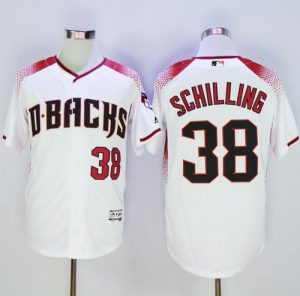 Diamondbacks #38 Curt Schilling White Brick New Cool Base Stitched MLB Jersey