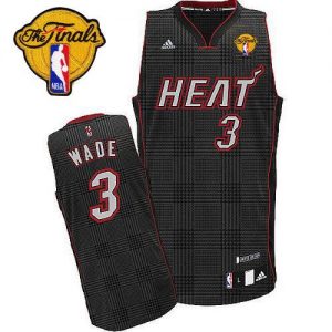 Heat #3 Dwyane Wade Black Rhythm Fashion With Finals Patch Embroidered NBA Jersey