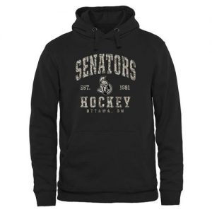 Men's Ottawa Senators Black Camo Stack Pullover Hoodie