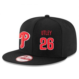 Men's Philadelphia Phillies #26 Chase Utley Stitched New Era Black 9FIFTY Snapback Adjustable Hat