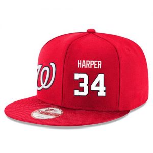 Men's Washington Nationals #34 Bryce Harper Stitched New Era Red 9FIFTY Snapback Adjustable Hat