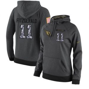 NFL Women's Nike Arizona Cardinals #11 Larry Fitzgerald Stitched Black Anthracite Salute to Service Player Performance Hoodie