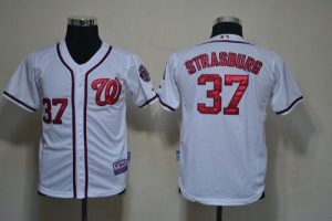 Nationals #37 Stephen Strasburg White Cool Base Stitched Youth MLB Jersey