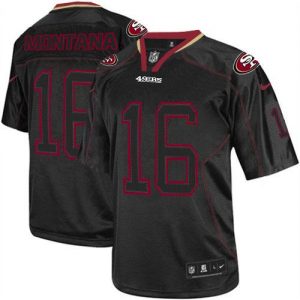 Nike 49ers #16 Joe Montana Lights Out Black Men's Embroidered NFL Elite Jersey