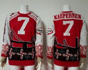 Nike 49ers #7 Colin Kaepernick Red White Men's Ugly Sweater