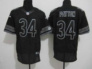 Nike Bears #34 Walter Payton Black Shadow Men's Embroidered NFL Elite Jersey