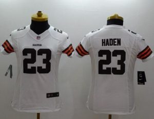 Nike Browns #23 Joe Haden White Women's Stitched NFL Limited Jersey