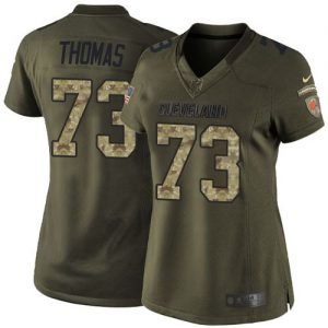 Nike Browns #73 Joe Thomas Green Women's Stitched NFL Limited Salute to Service Jersey