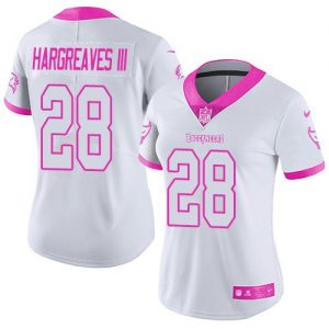 Nike Buccaneers #28 Vernon Hargreaves III White Pink Women's Stitched NFL Limited Rush Fashion Jersey