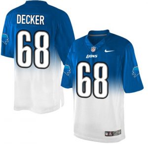 Nike Lions #68 Taylor Decker Blue White Men's Stitched NFL Elite Fadeaway Fashion Jersey