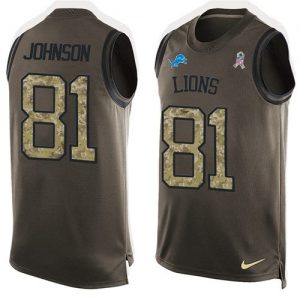 Nike Lions #81 Calvin Johnson Green Men's Stitched NFL Limited Salute To Service Tank Top Jersey