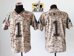 Nike Panthers #1 Cam Newton Camo Super Bowl 50 Men's Stitched NFL New Elite USMC Jersey