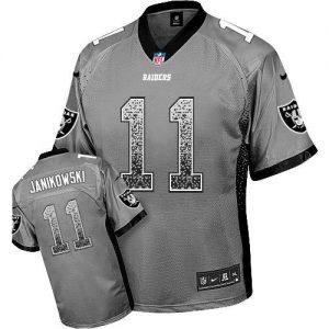 Nike Raiders #11 Sebastian Janikowski Grey Men's Embroidered NFL Elite Drift Fashion Jersey