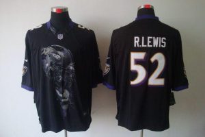 Nike Ravens #52 Ray Lewis Black Alternate Men's Embroidered NFL Helmet Tri-Blend Limited Jersey