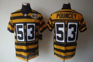 Nike Steelers #53 Maurkice Pouncey Yellow Black Alternate 80TH Throwback Men's Embroidered NFL Elite Jersey