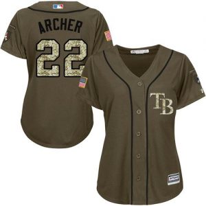 Rays #22 Chris Archer Green Salute to Service Women's Stitched MLB Jersey