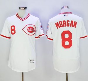 Reds #8 Joe Morgan White Flexbase Authentic Collection Cooperstown Stitched MLB Jersey