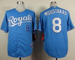 Royals #8 Mike Moustakas Light Blue Alternate 1 Cool Base Stitched MLB Jersey