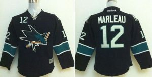 Sharks #12 Patrick Marleau Black Stitched Youth NHL Jersey