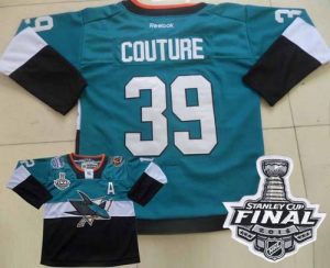 Sharks #39 Logan Couture Teal Black 2015 Stadium Series 2016 Stanley Cup Final Patch Stitched NHL Jersey