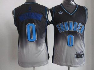 Thunder #0 Russell Westbrook Black Grey Fadeaway Fashion Embroidered NBA Jersey