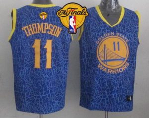 Warriors #11 Klay Thompson Blue Crazy Light The Finals Patch Stitched NBA Jersey