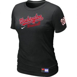 Women's MLB Washington Nationals Black Nike Short Sleeve Practice T-Shirt