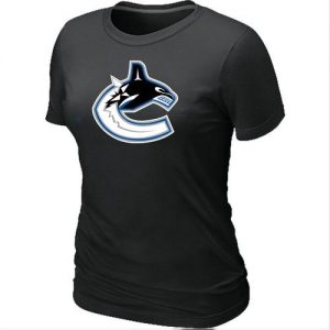 Women's Vancouver Canucks Big & Tall Logo Black NHL T-Shirts