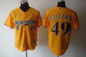 Brewers #49 Yovani Gallardo Yellow Cerveceros Cool Base Stitched MLB Jersey