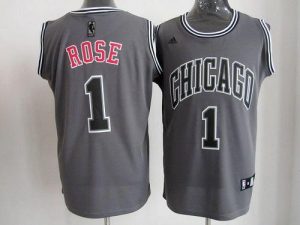 Bulls #1 Derrick Rose Grey Graystone II Fashion Embroidered NBA Jersey