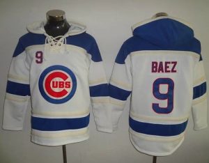 Cubs #9 Javier Baez White Sawyer Hooded Sweatshirt MLB Hoodie