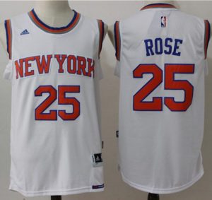 Knicks #25 Derrick Rose White Stitched NBA Jersey