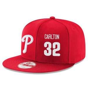 Men's Philadelphia Phillies #32 Steve Carlton Stitched New Era Red 9FIFTY Snapback Adjustable Hat