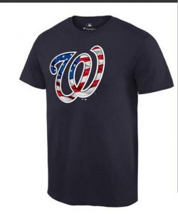 Men's Washington Nationals USA Flag Fashion T-Shirt Navy Blue