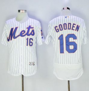 Mets #16 Dwight Gooden White(Blue Strip) Flexbase Authentic Collection Stitched MLB Jersey