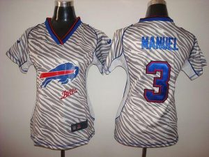 Nike Bills #3 E. J. Manuel Zebra Women's Embroidered NFL Elite Jersey