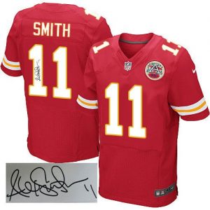 Nike Chiefs #11 Alex Smith Red Team Color Men's Stitched NFL Elite Autographed Jersey