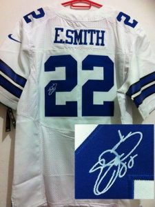 Nike Cowboys #22 Emmitt Smith White Men's Embroidered NFL Elite Autographed Jersey