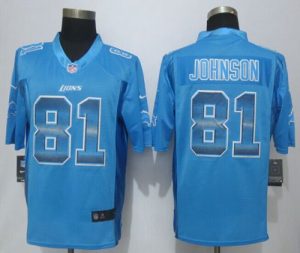 Nike Lions #81 Calvin Johnson Blue Team Color Men's Stitched NFL Limited Strobe Jersey