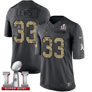 Nike Patriots #33 Dion Lewis Black Super Bowl LI 51 Men's Stitched NFL Limited 2016 Salute To Service Jersey