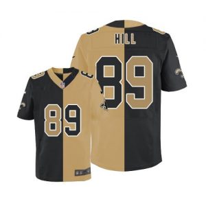 Nike Saints #89 Josh Hill Black Gold Men's Stitched NFL Elite Split Jersey