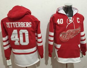 Red Wings #40 Henrik Zetterberg Red Name & Number Pullover NHL Hoodie